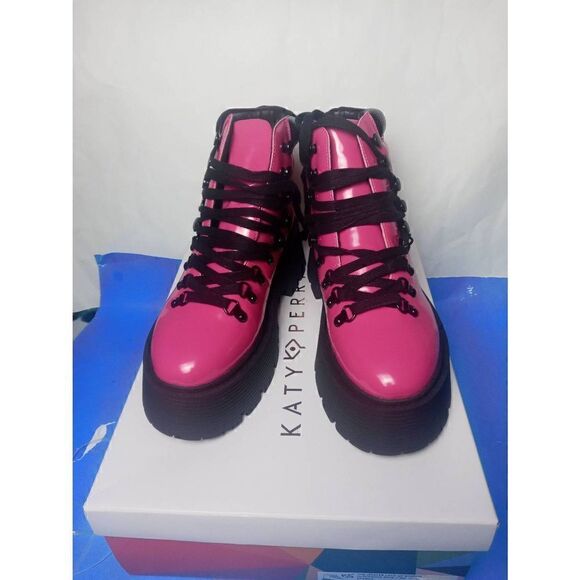 Katy Perry The Jenifer Lace Up Bootie Hot Pink Size 7.5 M-Brand New w/ Box! - Picture 2 of 7
